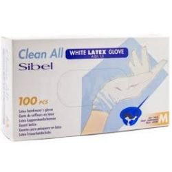Sibel - Manusi Albe din Latex Pudrate M (100 buc)