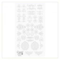 Crystal Nails - Water Decal Coloring Style - Abtibilde pentru Contur Modele - Rococo Silver